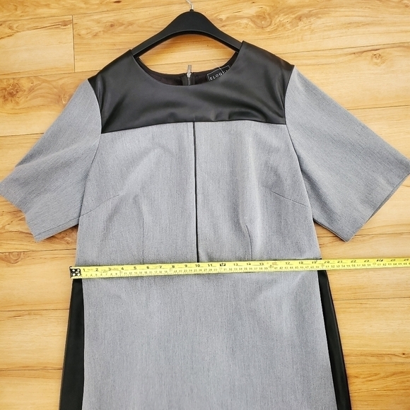 ELOQUII Women Premier Bi-Stretch Faux Leather Mix Work Dress Size 20 Grey - Picture 13 of 16